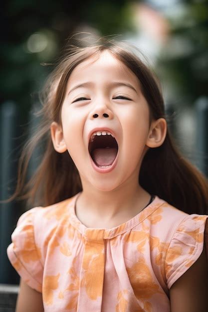 Premium AI Image | Cropped shot of a little girl yawning outside