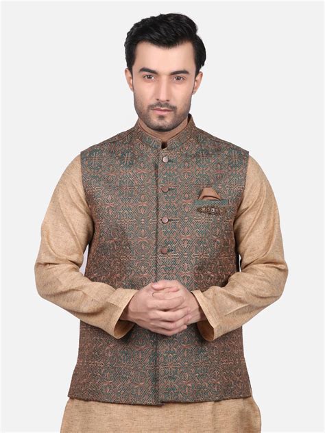 edenrobe mens light brown waist coat ceremonial emtwcc