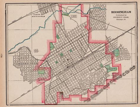 Antique BIRMINGHAM Map of Birmingham Alabama 1905 Vintage City | Etsy