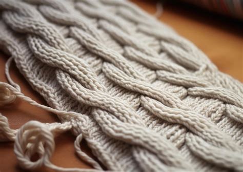 premium ai image closeup   cable knitting project  progress