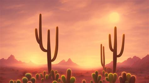 Premium Photo | Sunset in desert landscape concept in flat cartoon design