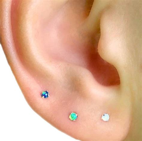 Minimalist Opal Earrings Opal Studs Opal 925 Silver Earrings Fire Opal Studs Silver Stud ...