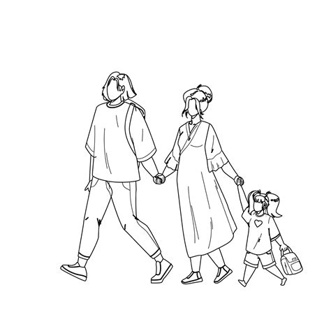 Premium Vector | Japanese Family Walking Together In Park