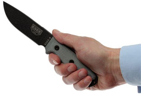 ESEE Model 4 black blade, grey handle 4P-KO survival knife without ...