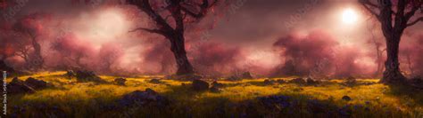 Artistic concept painting of a mountain panoramic landscape, background ...