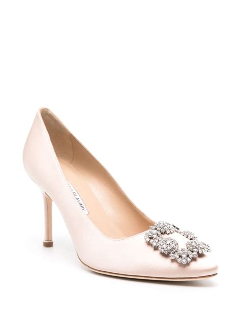 Manolo Blahnik Hangisi 90mm Satin Pumps | Neutrals | FARFETCH