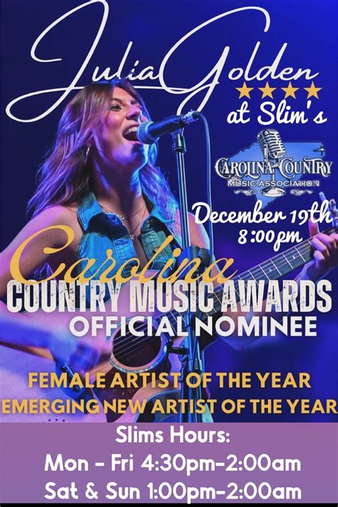 "Carolina Country Music Awards Official Nominee” Female Artist of the