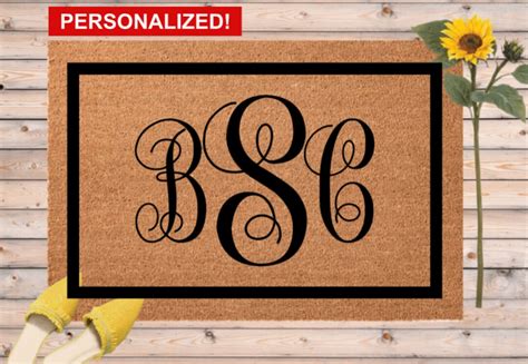 Monogram Doormat Monogram Door Mat 3 Initial Doormat 3 - Etsy