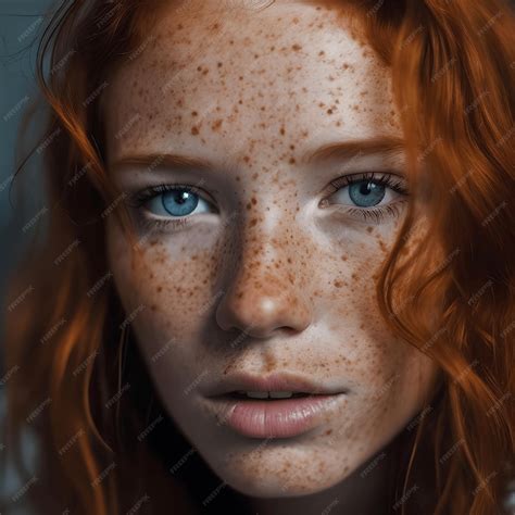 Premium AI Image | Closeup of the face of a young redhead freckled