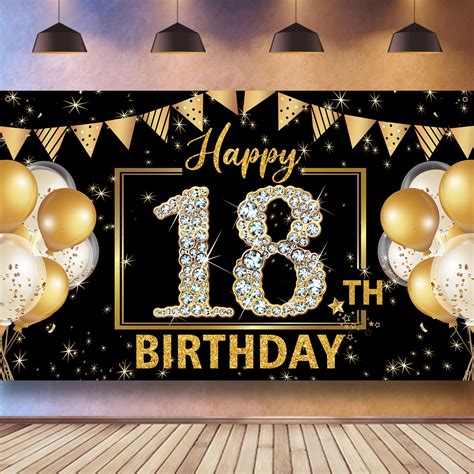 Buy 18th Birthday Decorations Backdrop Banner, Happy 18th Birthday