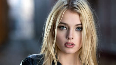 Women's Black Top Face Portrait Blonde Simone Borg Jorgensen 4K HD