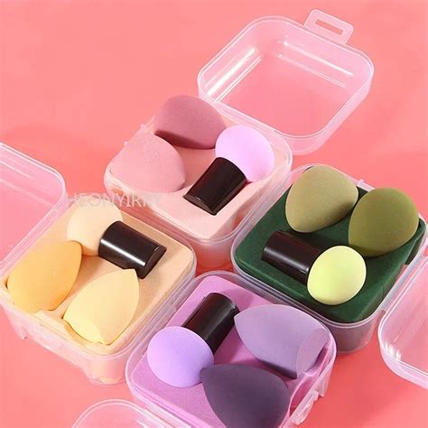 3 шт., спонж для макияжа, с футляром для хранения | AliExpress