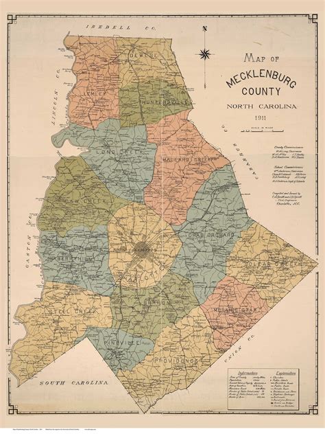 Mecklenburg County North Carolina 1911 Old Wall Map With Homeowner