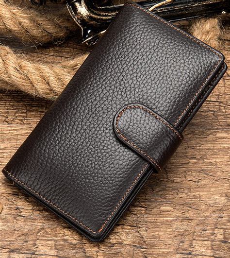 Black Leather Men's Wallet Trifold Long Wallet Multi Cards Long Wallet