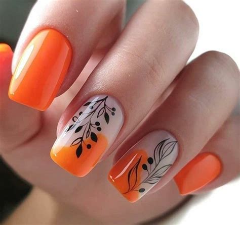 Дизайны ногтей: оранжевый #дизайн #ногти #оранжевые ногти | Orange nail ...