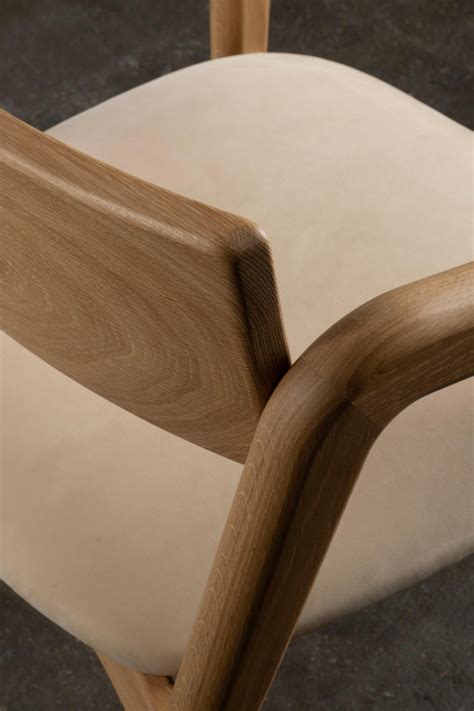 Modern Anjos Dining Chairs, Leather Oak Root, Handmade in Portugal by