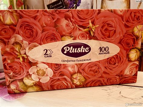 Салфетки бумажные Plushe Двухслойные, белые в коробке, 100 листов ...