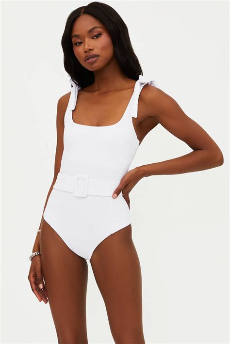 Beach Riot | Sydney One Piece White | One Piece Swim with Belt | Beach Riot