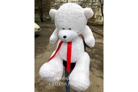 Купить мишку 160 см белый с латкой - pandafl.com.ua