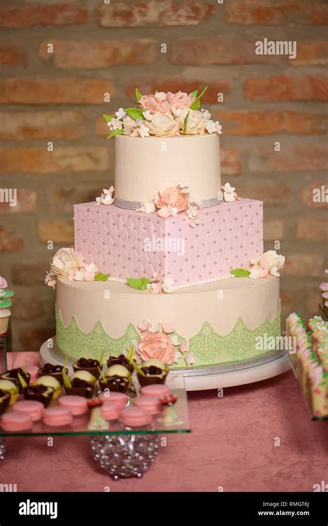 Different shapes three tiered cake for formal events, weddings or ...