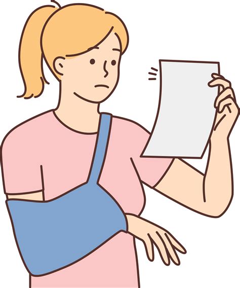 Confused woman with broken arm read prescription 21239621 PNG