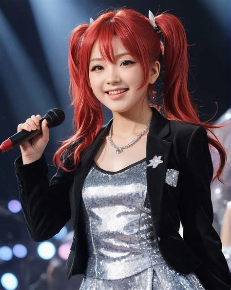 Lovely Red-haired Japanese Idol - Free AI Photo Generator - starryai