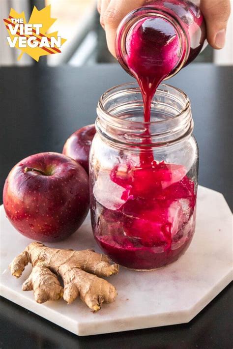 red apple beet ginger juice  viet vegan