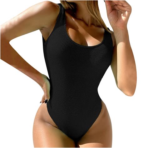 Scoop Neck Ribbed High Cut Low Back One Piece Swimsuit Padded Bathing