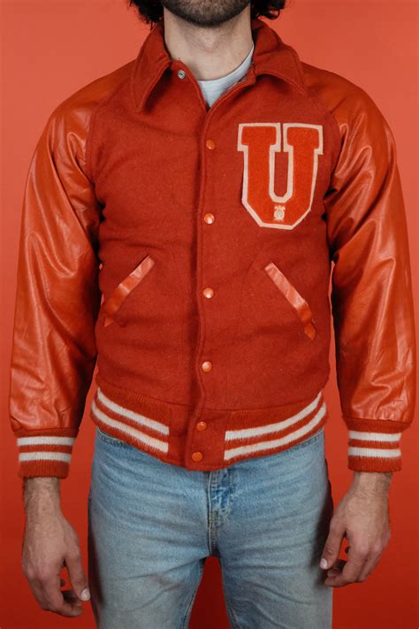 Orange Varsity Jacket 60s ~ Vintage Store Clochard92.com