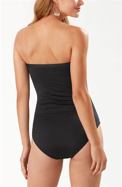Tommy Bahama Pearl Shirred Bandeau One-Piece Swimsuit | Nordstrom