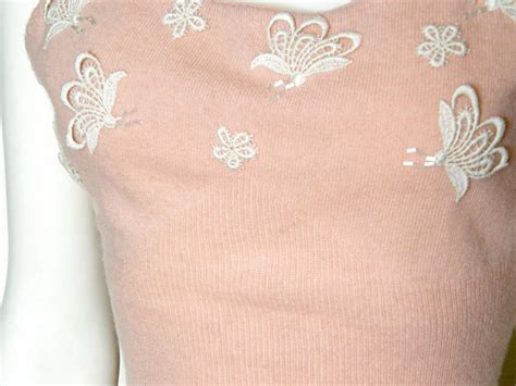 Cashmere Sweater Twin Set with Butterflies For Sale at 1stdibs