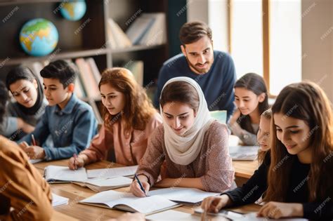 engaged learning students absorbing knowledge  classroom  teacher