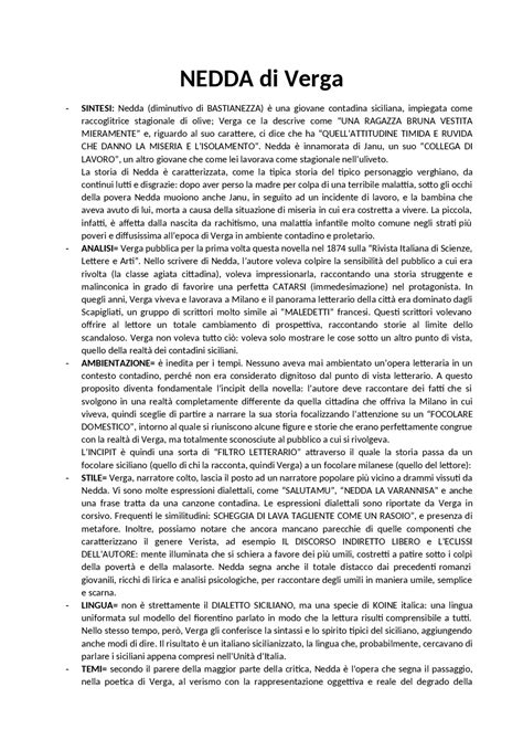 NEDDA di Giovanni Verga - Docsity