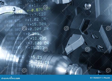 The Abstract Scene of CNC Lathe Machine Rough Cutting the Metal Shaft ...