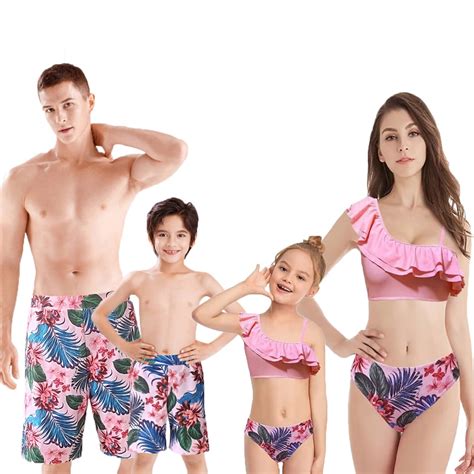 baozhu family matching swimsuits  piece swimwear floral printed