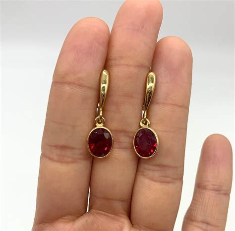 ruby drop earrings created ruby earrings red ruby earrings gold ruby
