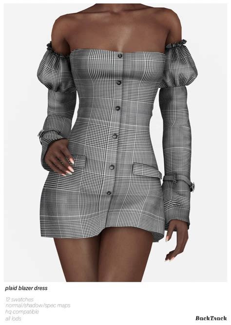 Скачать мод "Платье "Plaid Blazer Dress"" для Симс 4 бесплатно