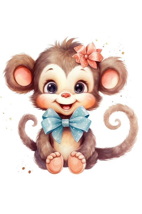 Cute monkey. Милая обезьянка. PNG. | Рисунок птиц, Рисунки животных ...