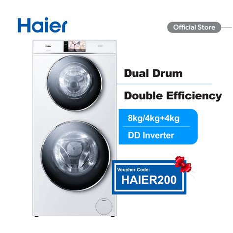 Haier HWD120-B1558 Duo Drum Front Load Washer Dryer Washing Machine ...