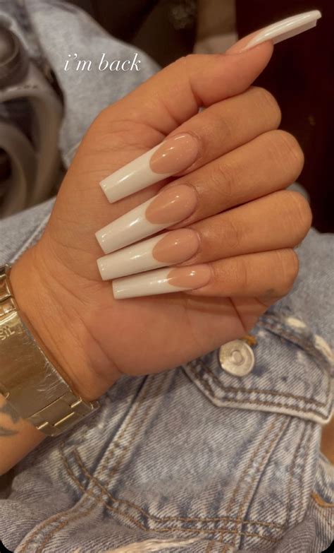 long french nails 🤍 | French nails, Long french nails, Nails