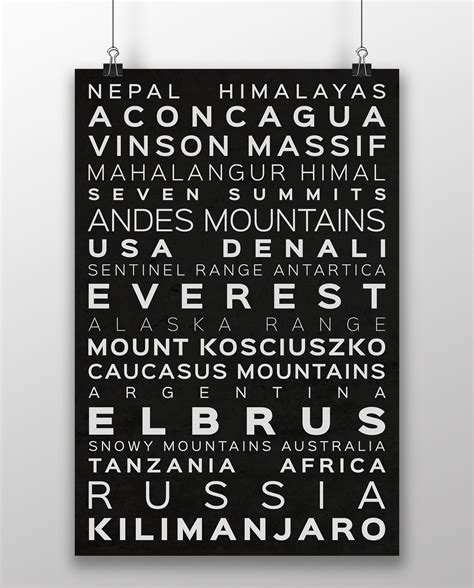Seven Summits Typography Poster (Bass Version) – Seven Summits Art