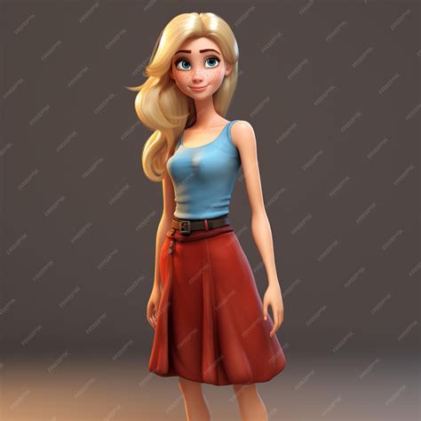 Premium Photo | Illustration of A blonde woman wearing a dress cartoon