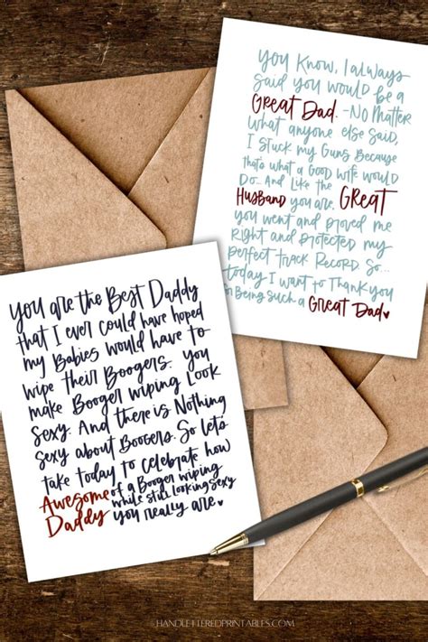 Free Printable Funny Father's Day Cards for Husband / Partner - Hand ...