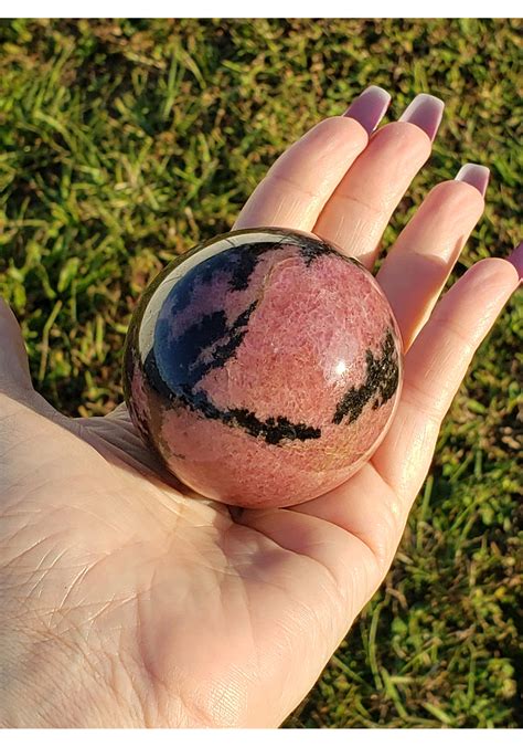 rhodonite gemstone orb sphere mm