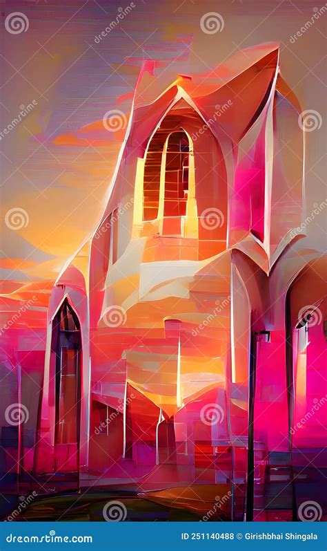 Catholic Church Oil Painting. Original Oil Painting Showing Country ...