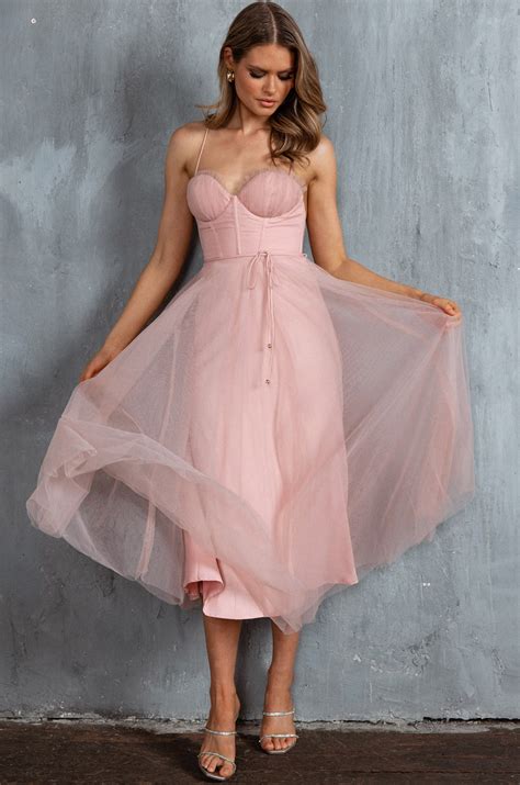 Shop the Smitten Sweetheart Neckline Chiffon Midi Dress Blush | Selfie