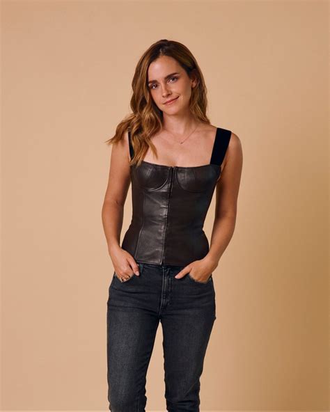 Emma Watson Ignites Podcast Photoshoot Leather Denim Minimalism