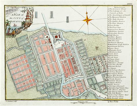 plan   city  batavia jakarta antique print map room