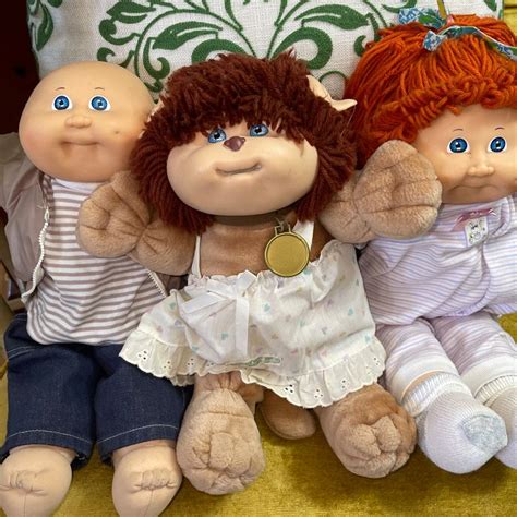 Vintage Cabbage Patch Kids Koosas Bald Boy Gibger Girl blue eyes lot ...