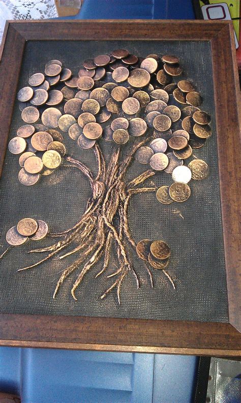 денежное дерево | Coin art, Tree art, Pebble art